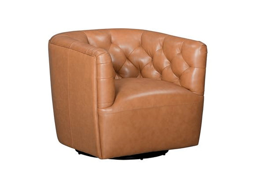 Leather Italia - Mira Swivel Chair in Carmel Saddle