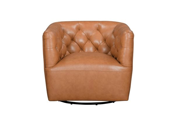 Leather Italia - Mira Swivel Chair in Carmel Saddle