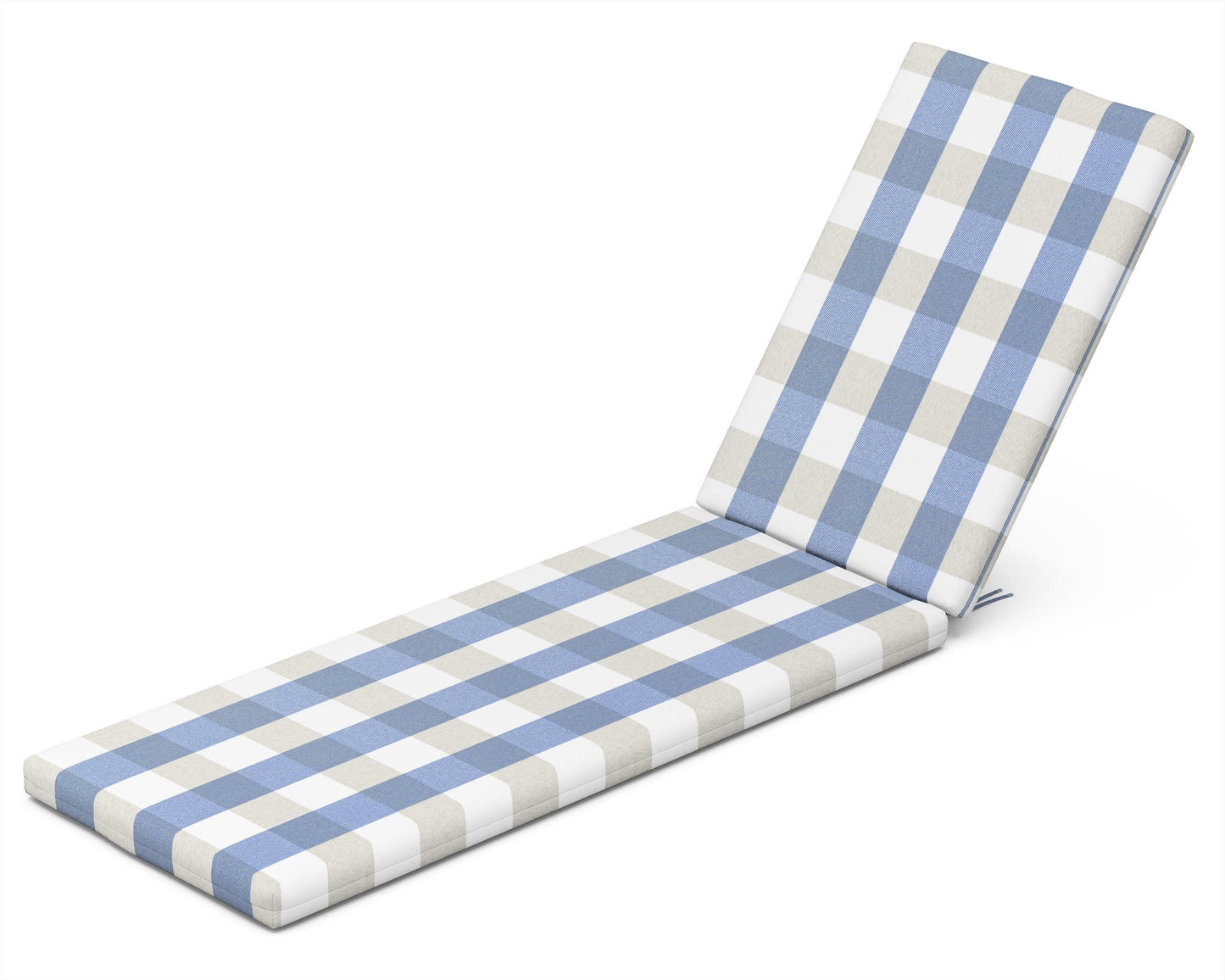 POLYWOOD Chaise Seat/Back Pad — Buffalo Plaid Sky Blue