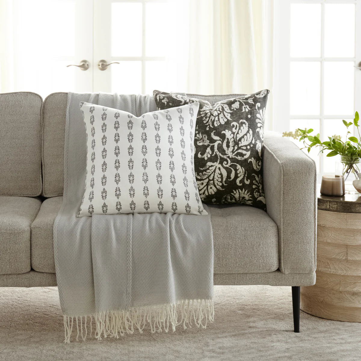 Distressed Floral Elegant Cotton Decor Throw Pillow Cover