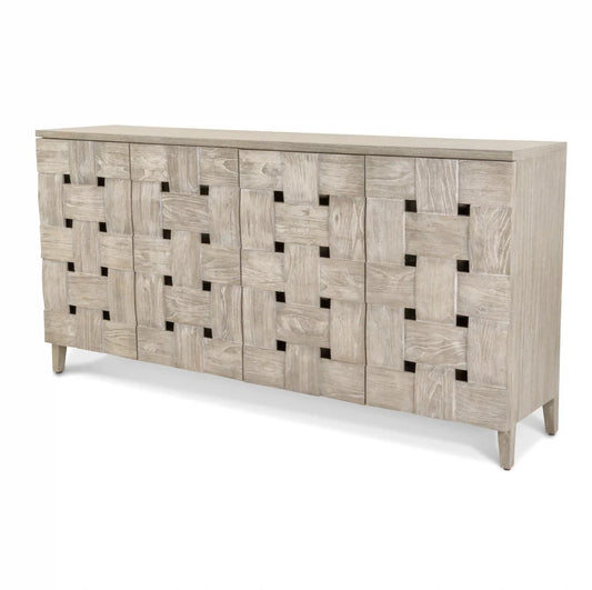 Sea Winds - Wooden Weave 4-Door Credenza with Soft Close Doors