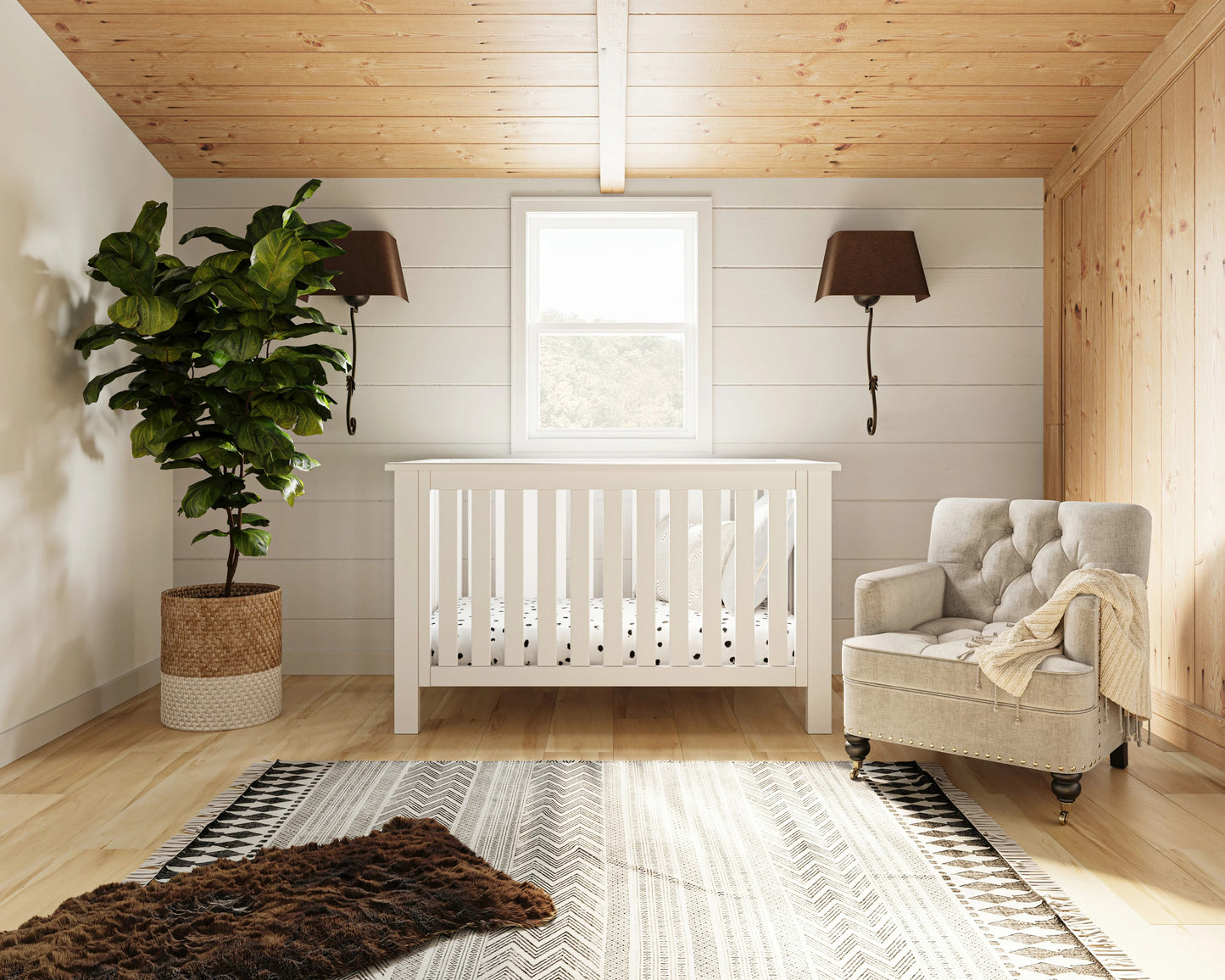 "Just White" Island 4-in-1 Convertible Crib