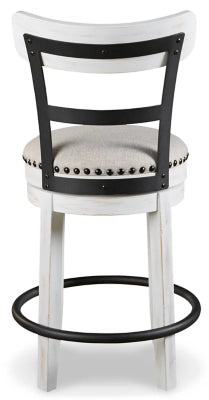 Valebeck Counter Height Upholstered Swivel Bar Stool with Contoured Back