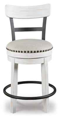 Valebeck Counter Height Upholstered Swivel Bar Stool with Contoured Back