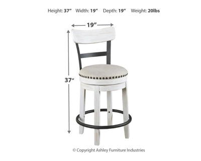 Valebeck Counter Height Upholstered Swivel Bar Stool with Contoured Back