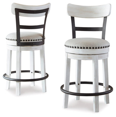 Valebeck Counter Height Upholstered Swivel Bar Stool with Contoured Back