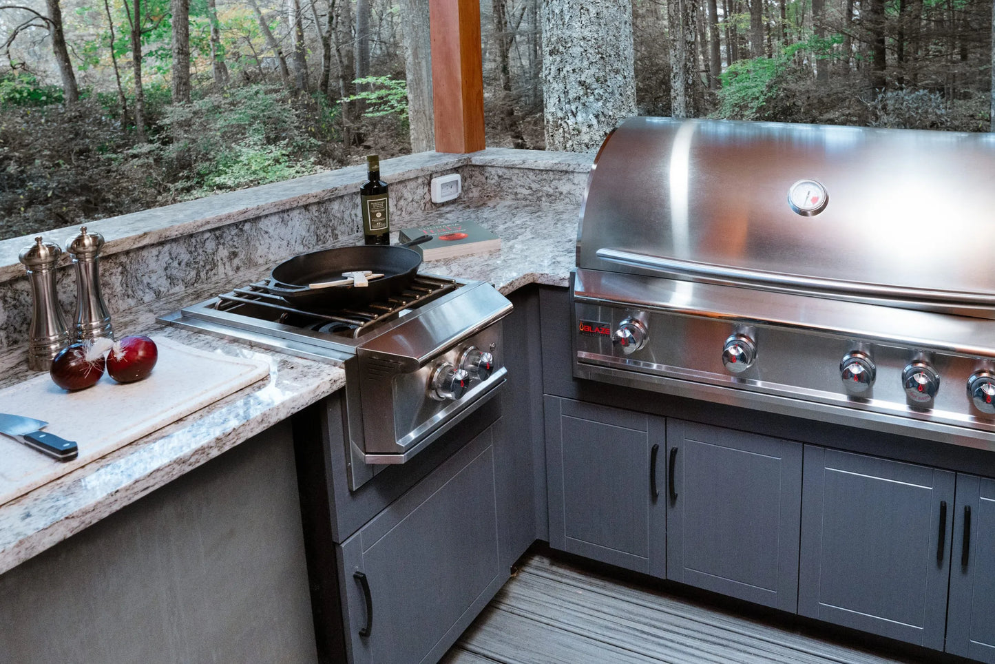OPEN AIR OUTDOOR KITCHENS - L SHAPED (LARGE PREP AREA WITH SINK)