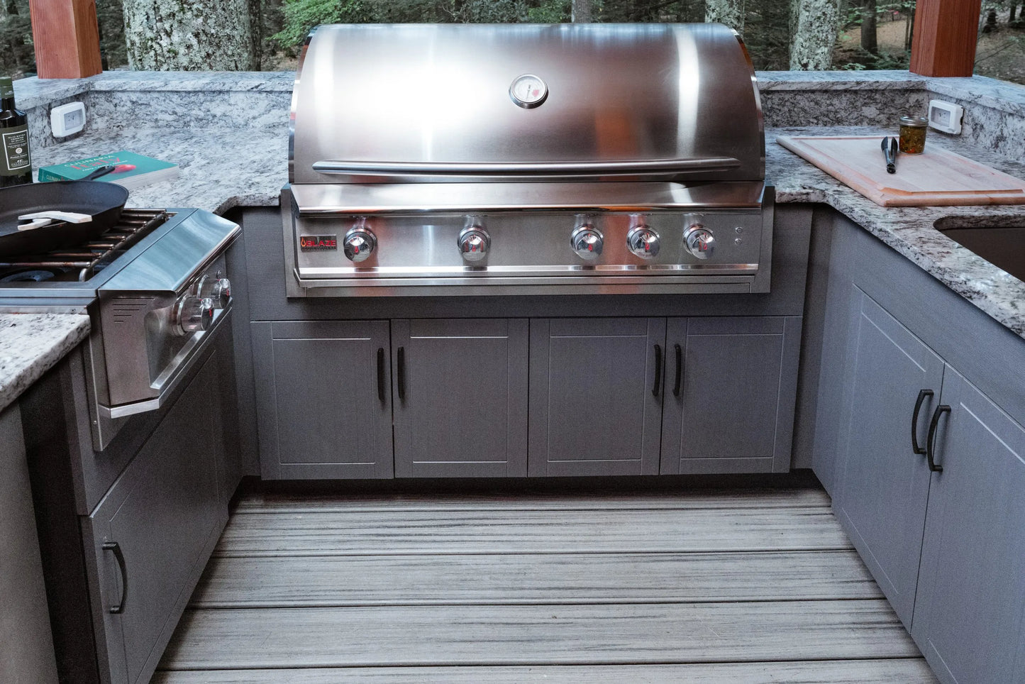 OPEN AIR OUTDOOR KITCHENS - L SHAPED (LARGE PREP AREA WITH SINK)