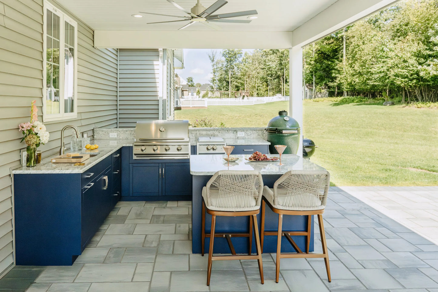 OPEN AIR OUTDOOR KITCHENS - STRAIGHT RUN (2 PREP AREAS WITH DRAWERS)