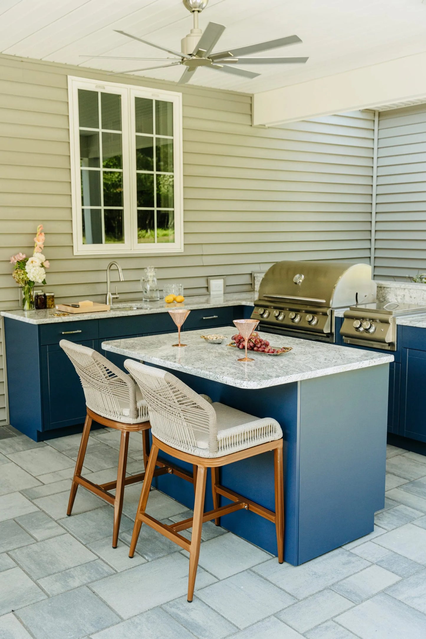 OPEN AIR OUTDOOR KITCHENS - STRAIGHT RUN (2 PREP AREAS WITH DRAWERS)