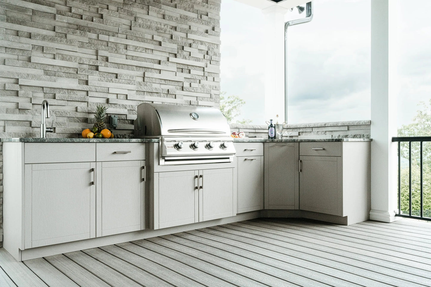 OPEN AIR OUTDOOR KITCHENS - STRAIGHT RUN (2 PREP AREAS WITH DRAWERS)