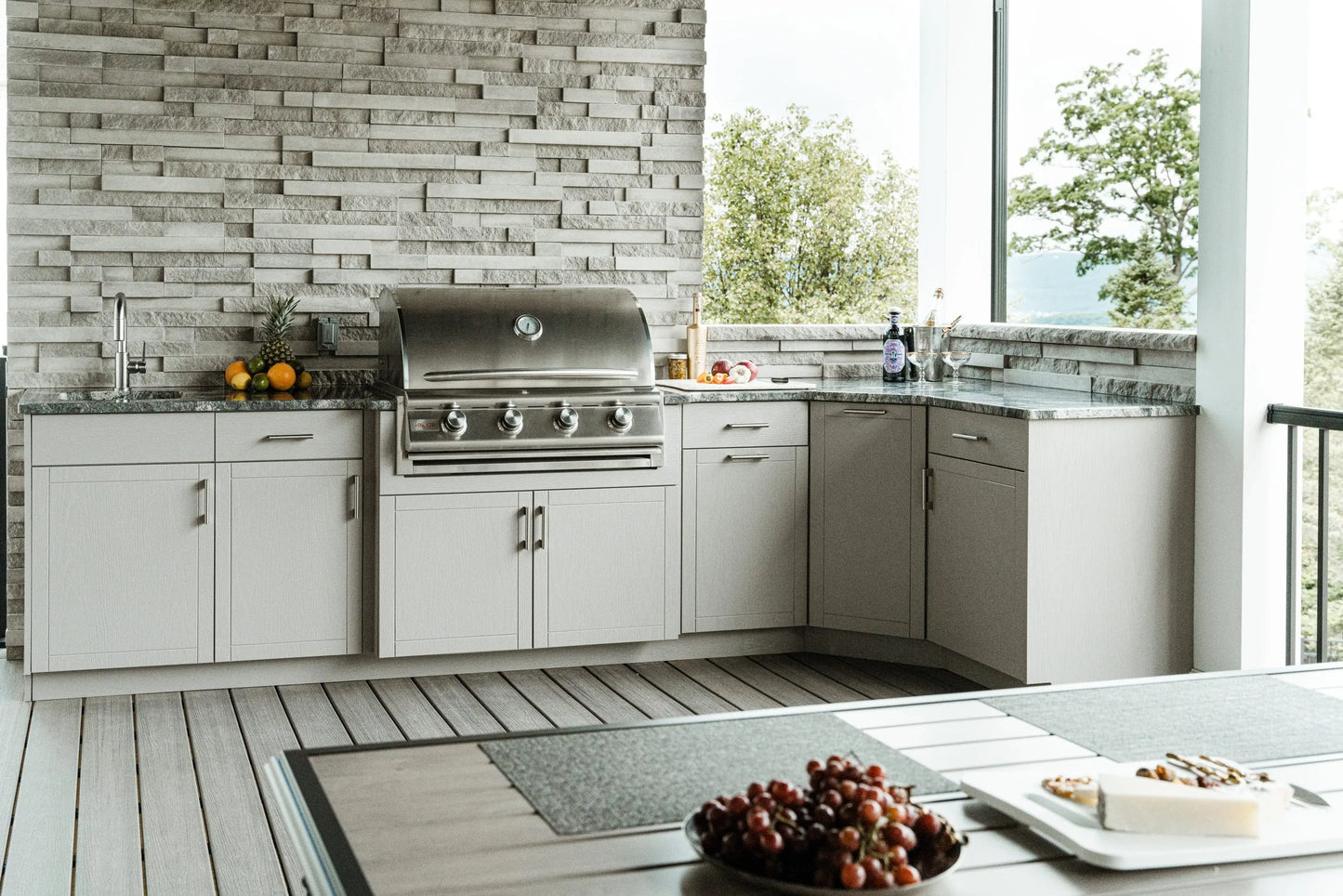 OPEN AIR OUTDOOR KITCHENS - STRAIGHT RUN (2 PREP AREAS WITH DRAWERS)