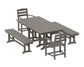 Polywood - La Casa Café 5-Piece Farmhouse Dining Set with Benches - FREE SHIPPING
