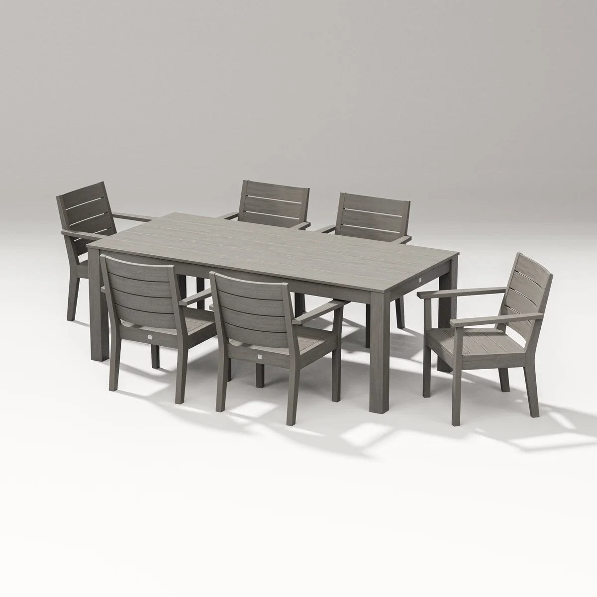 Polywood - Latitude 7-Piece Arm Chair Dining Set - Parsons 84" - FREE SHIPPING