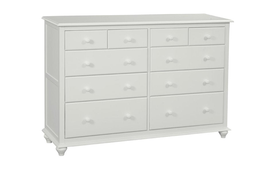 Cottage - 10 Drawer Dresser in White