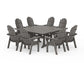 Polywood - Vineyard Curveback Adirondack 9-Piece Nautical Trestle Dining Set - FREE SHIPPING