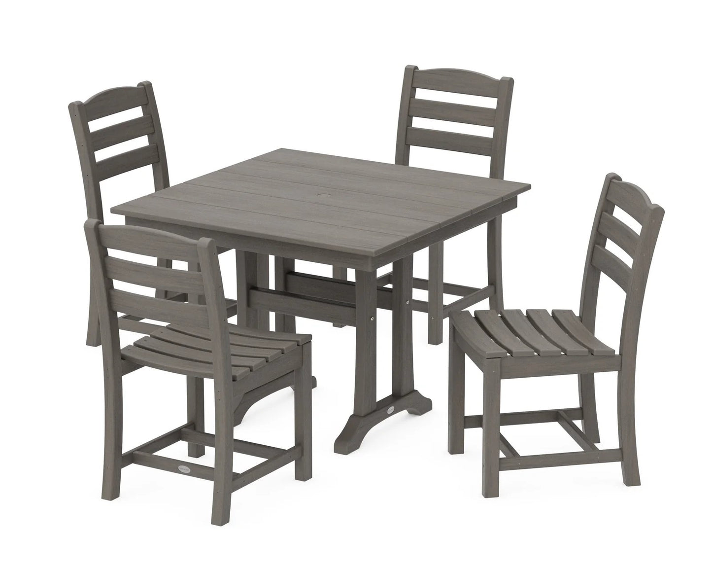 Polywood - La Casa Café 5-Piece Farmhouse Trestle Side Chair Dining Set - FREE SHIPPING