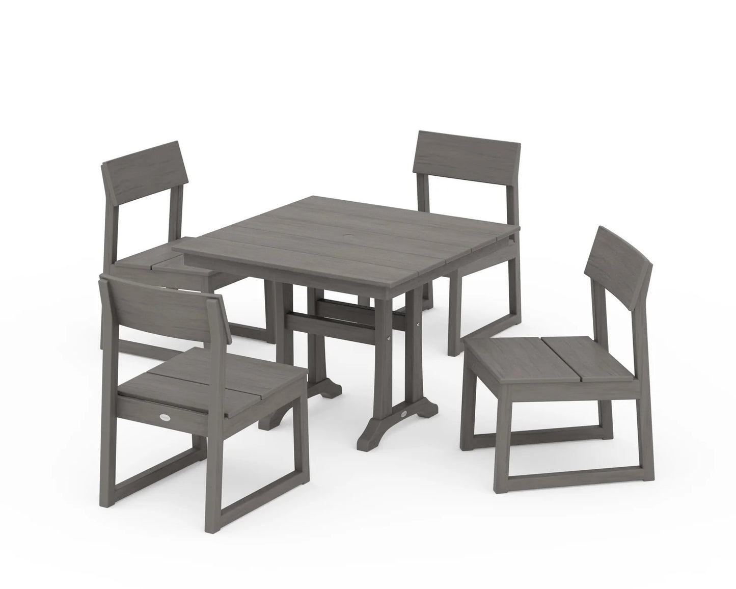 Polywood - EDGE 5-Piece Farmhouse Trestle Side Chair Dining Set - FREE SHIPPING