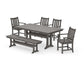 Polywood - Traditional Garden Arm Chair 6-Piece Farmhouse Dining Set with Trestle Legs & Bench - FREE SHIPPING