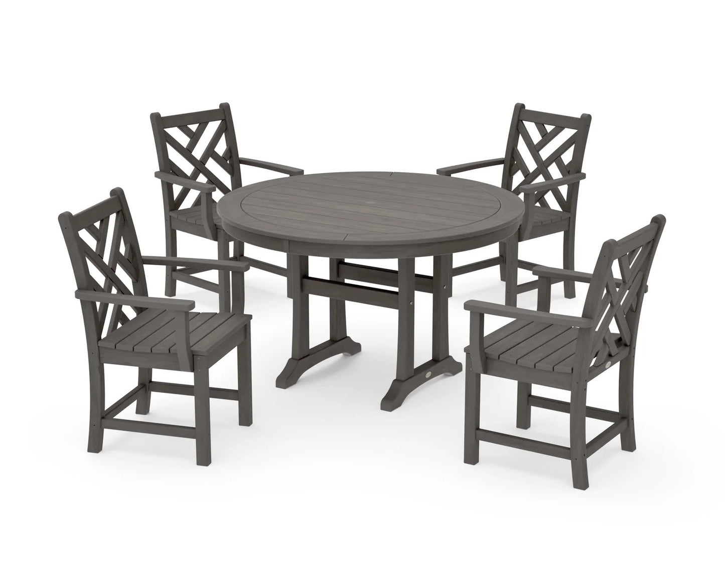 Polywood - Chippendale 5-Piece Nautical Trestle Dining Arm Chair Set - FREE SHIPPING
