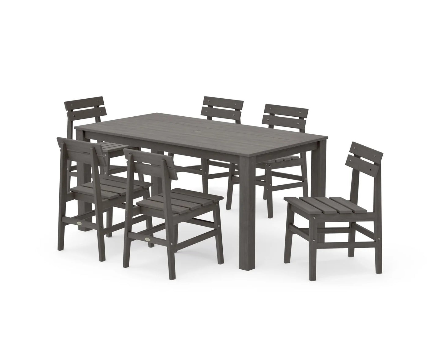 Polywood - Modern Studio Plaza Chair 7-Piece Parsons Table Dining Set - FREE SHIPPING