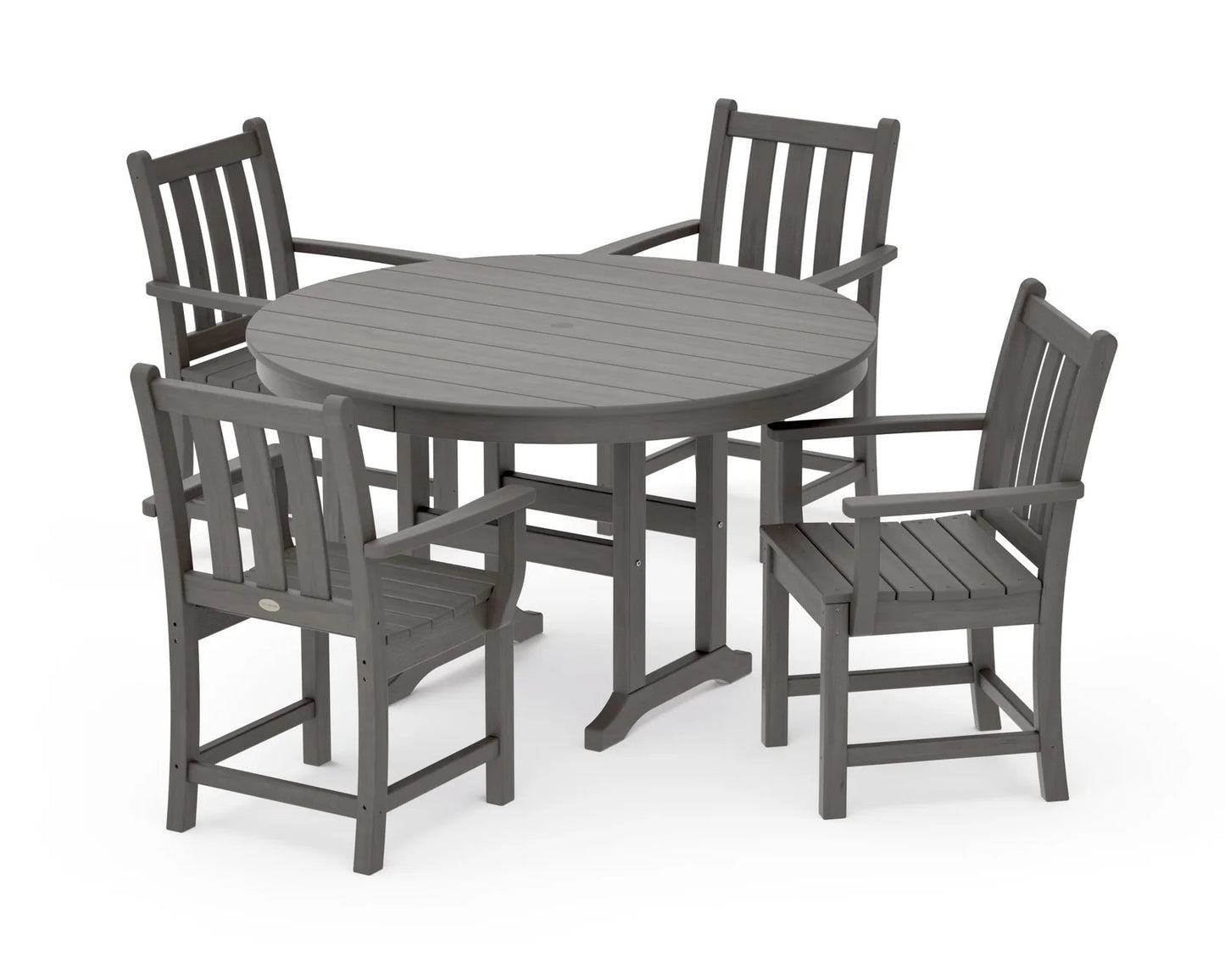 Polywood - Traditional Garden 5-Piece Round Farmhouse Dining Set - FREE SHIPPING