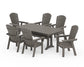 Polywood - Nautical Curveback Adirondack 7-Piece Dining Set with Trestle Legs - FREE SHIPPING