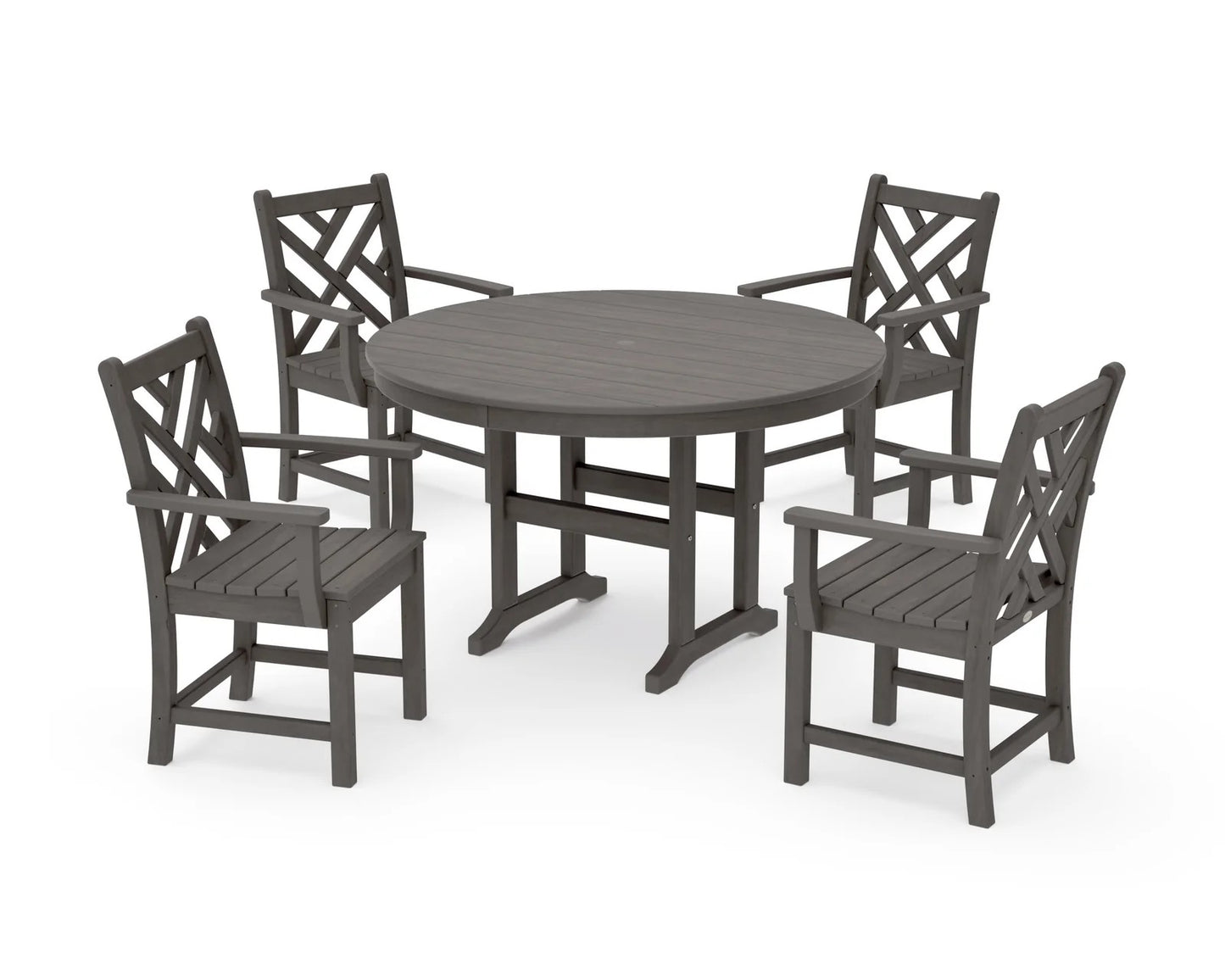 Polywood - Chippendale 5-Piece Round Farmhouse Dining Set - FREE SHIPPING