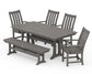 Polywood - Vineyard 6-Piece Arm Chair Farmhouse Dining Set with Trestle Legs & Bench - FREE SHIPPING