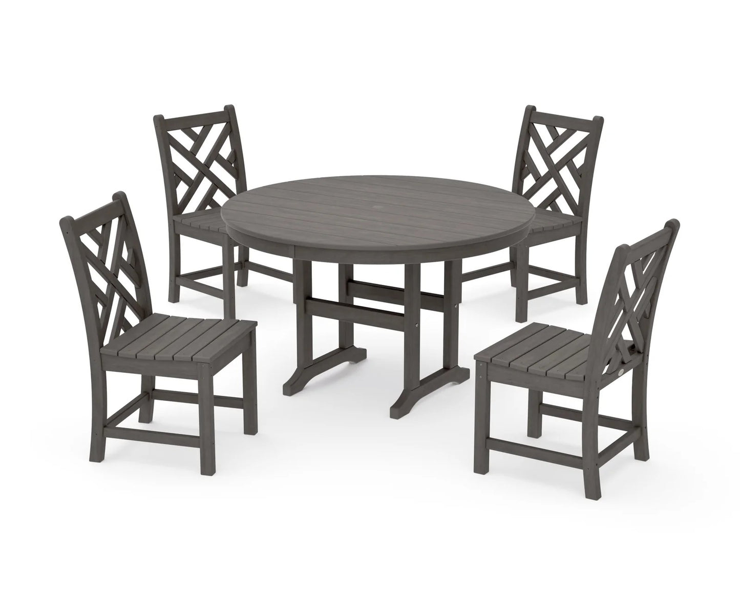 Polywood - Chippendale 5-Piece Round Farmhouse Side Chair Dining Set - FREE SHIPPING