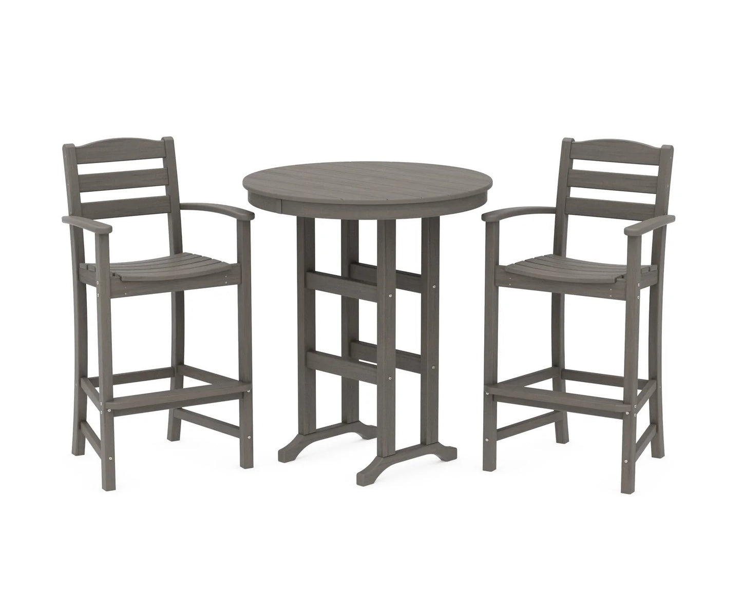 Polywood - La Casa Café 3-Piece Round Farmhouse Bar Set - FREE SHIPPING