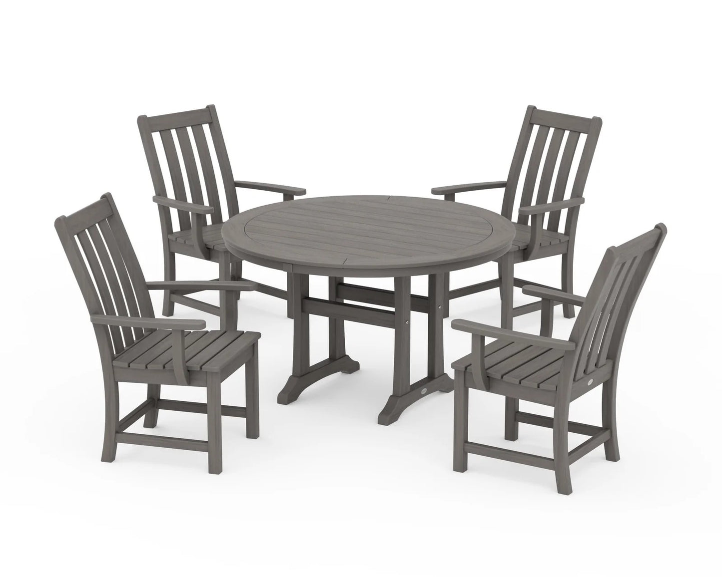 Polywood - Vineyard 5-Piece Round Dining Set with Trestle Legs - FREE SHIPPING