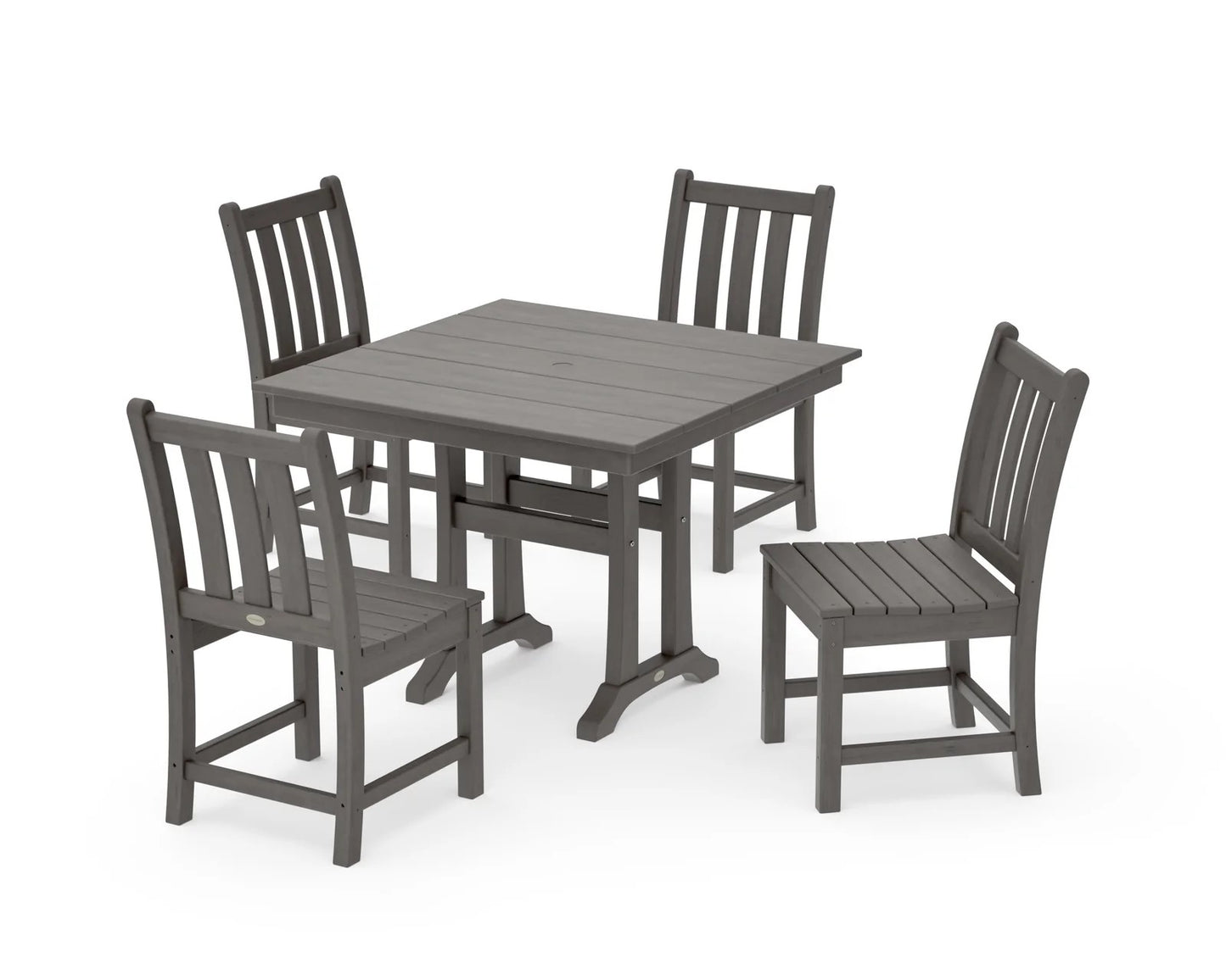 Polywood - Traditional Garden 5-Piece Farmhouse Trestle Dining Set - FREE SHIPPING