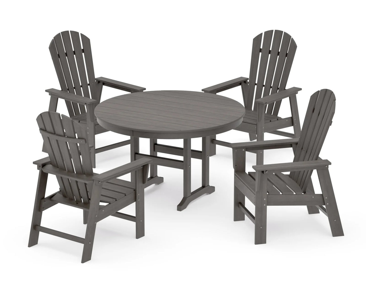 Polywood - South Beach 5-Piece Round Farmhouse Dining Set - FREE SHIPPING