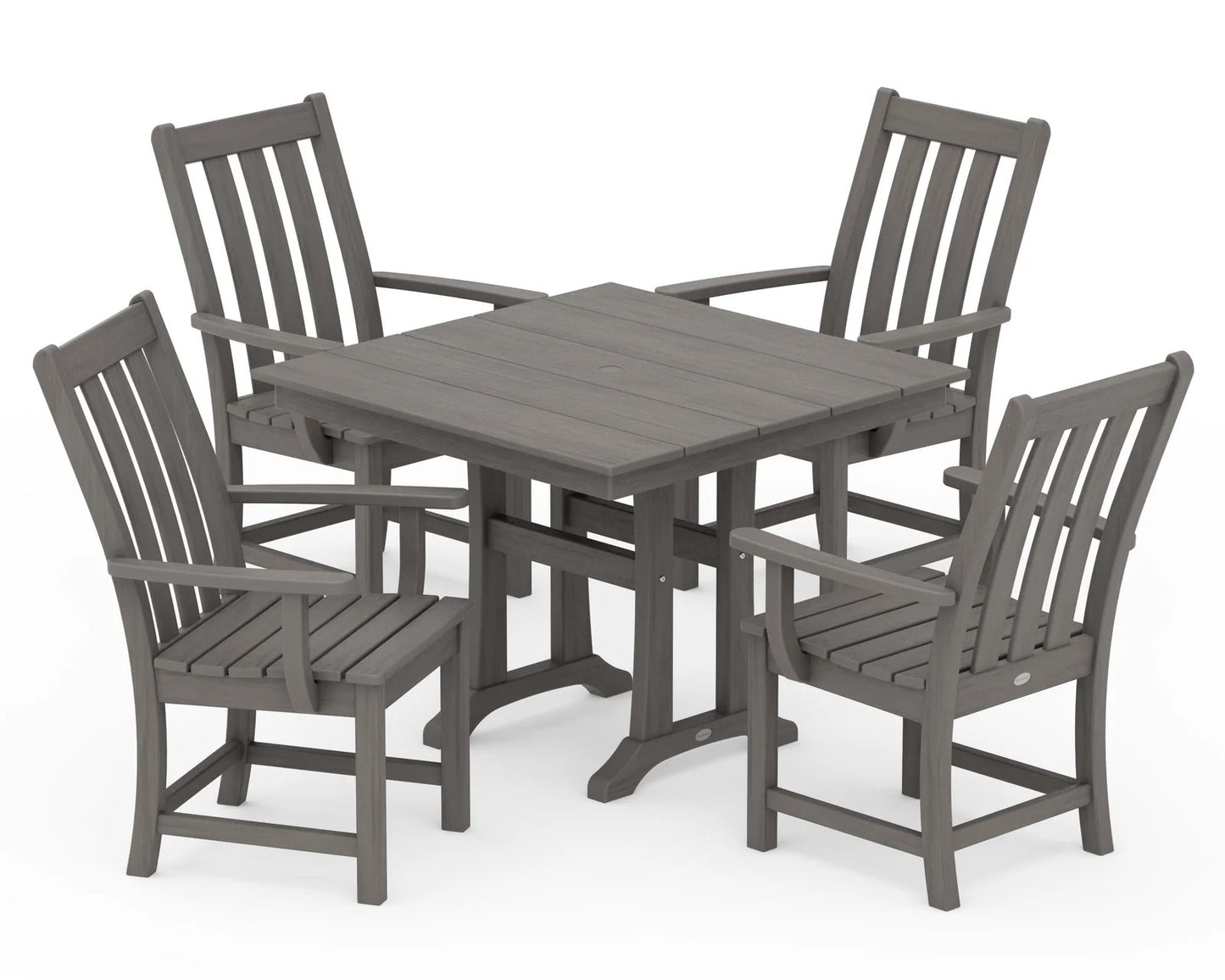 Polywood - Vineyard 5-Piece Farmhouse Trestle Arm Chair Dining Set - FREE SHIPPING