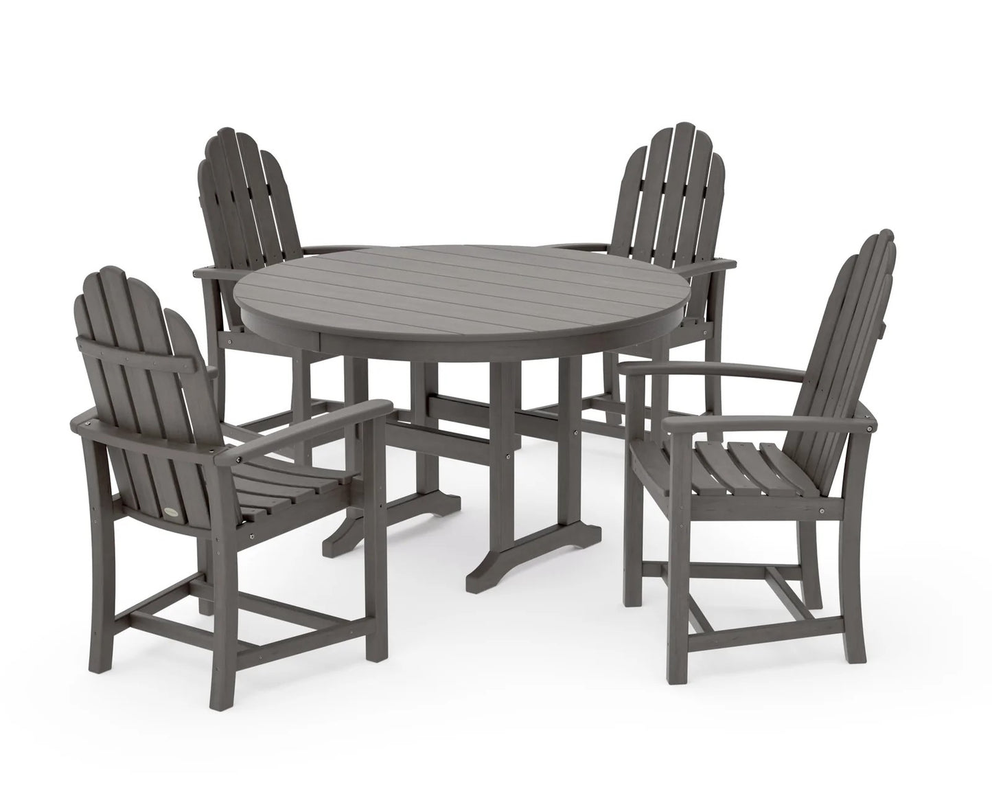 Polywood - Classic Adirondack 5-Piece Round Farmhouse Dining Set - FREE SHIPPING