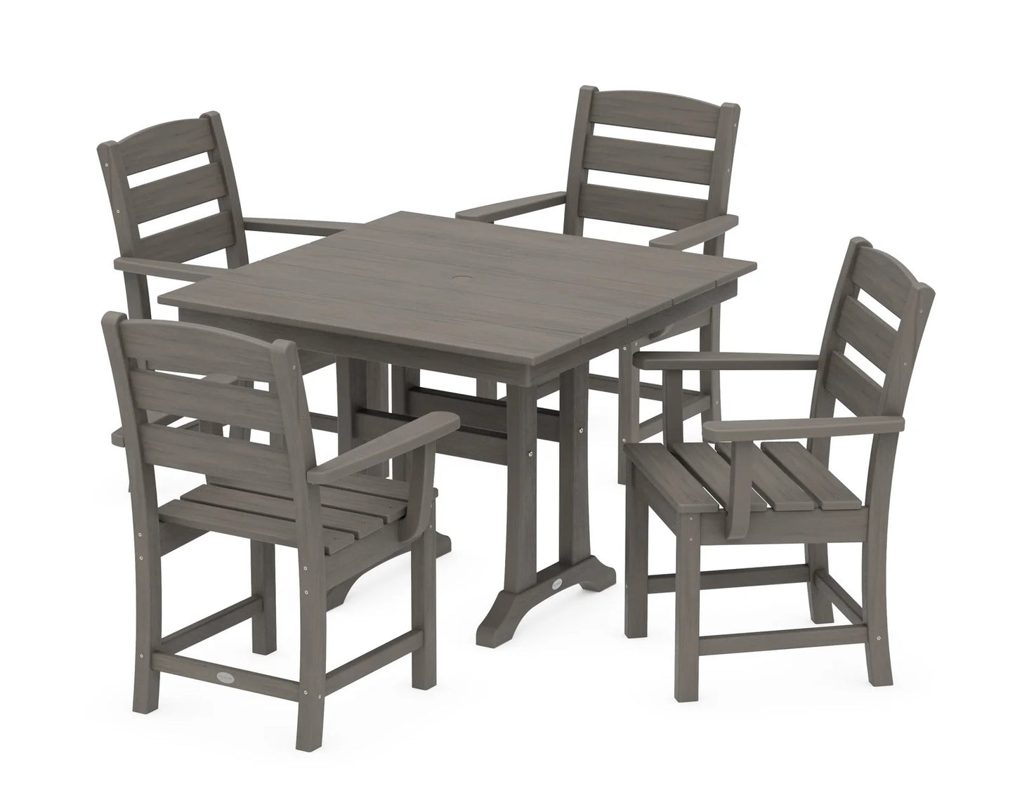Polywood - Lakeside 5-Piece Farmhouse Trestle Arm Chair Dining Set - FREE SHIPPING