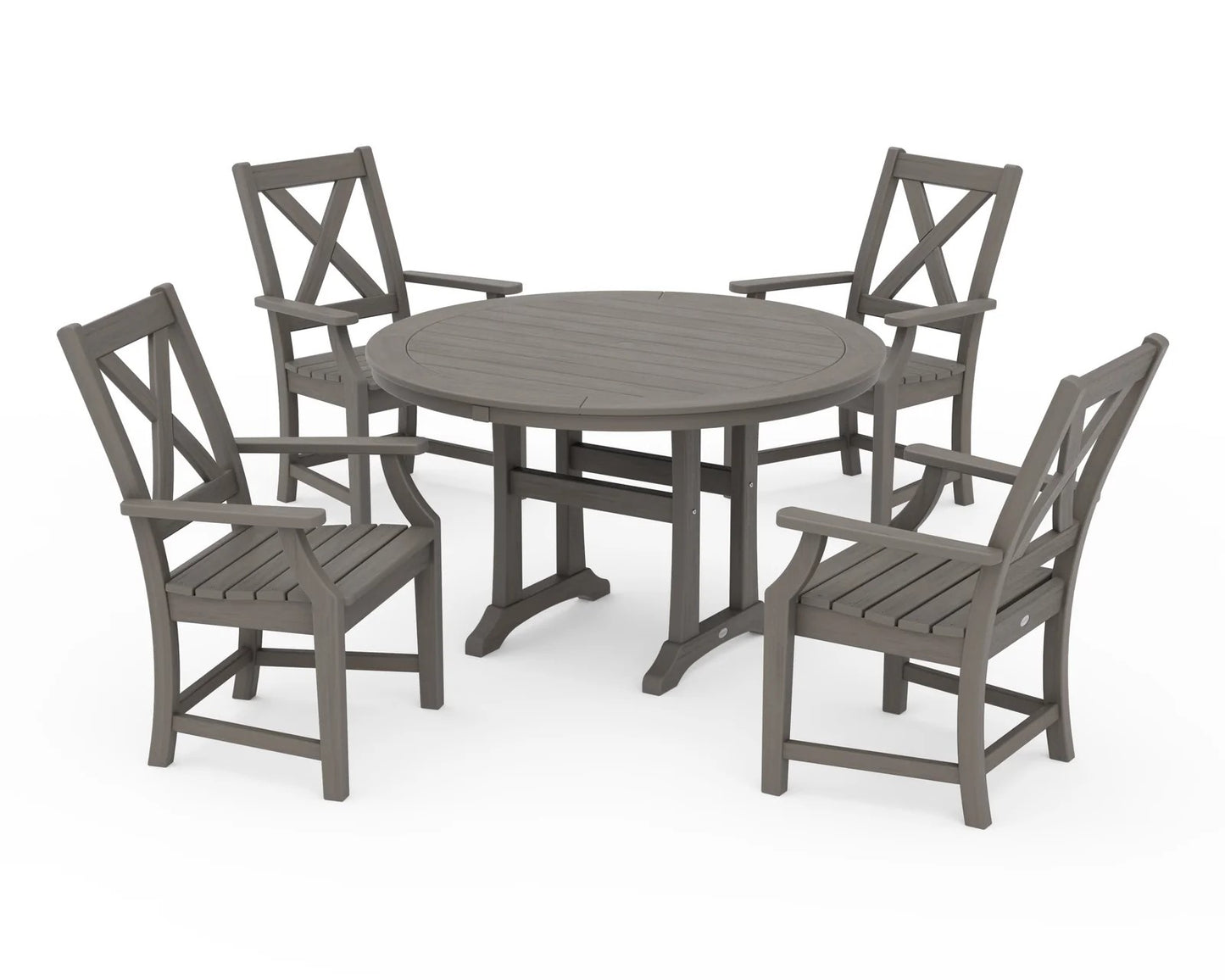 Polywood - Braxton 5-Piece Nautical Trestle Arm Chair Dining Set - FREE SHIPPING