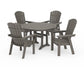 Polywood - Nautical Curveback Adirondack 5-Piece Round Dining Set with Trestle Legs - FREE SHIPPING