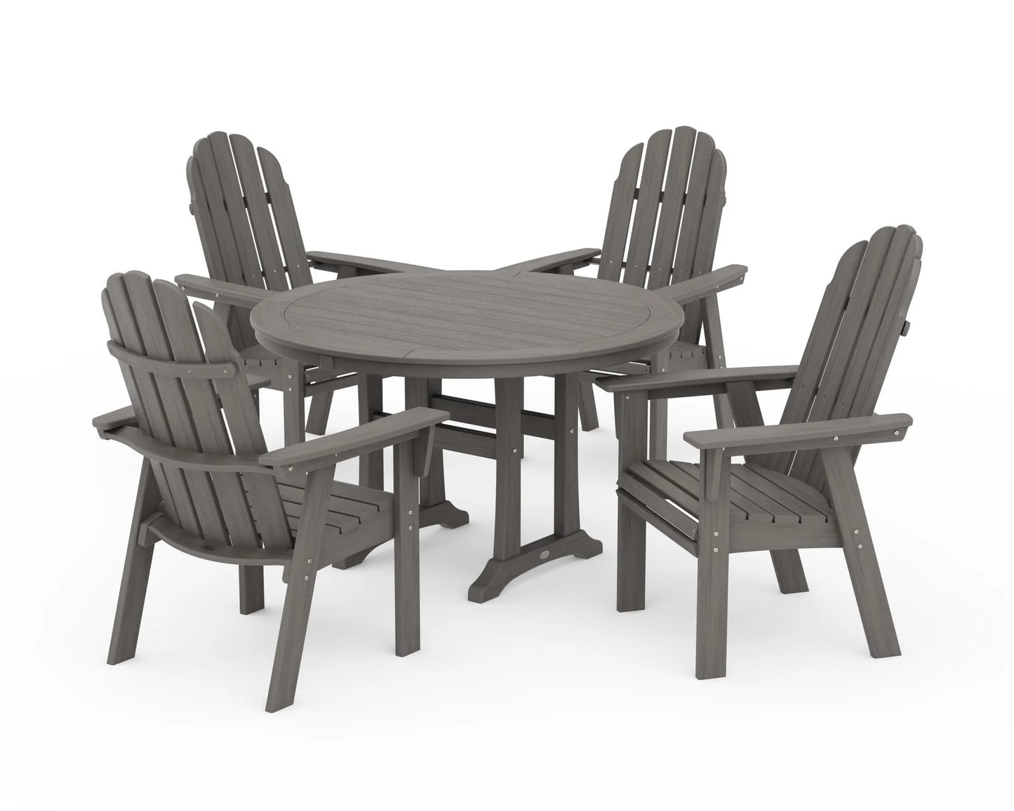 Polywood - Vineyard Curveback Adirondack 5-Piece Nautical Trestle Dining Set - FREE SHIPPING