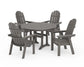 Polywood - Vineyard Curveback Adirondack 5-Piece Nautical Trestle Dining Set - FREE SHIPPING