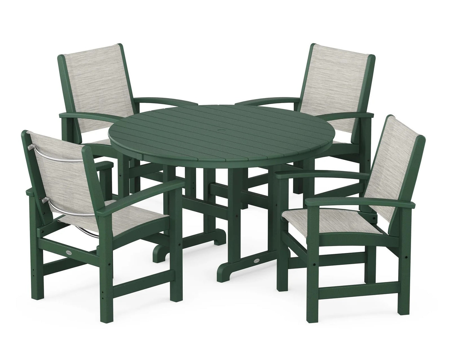 Polywood - Coastal 5-Piece Round Farmhouse Dining Set - FREE SHIPPING