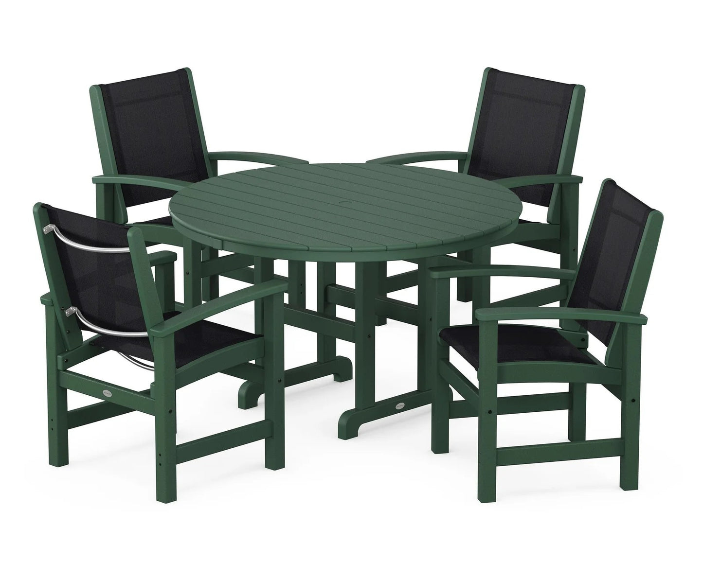 Polywood - Coastal 5-Piece Round Farmhouse Dining Set - FREE SHIPPING