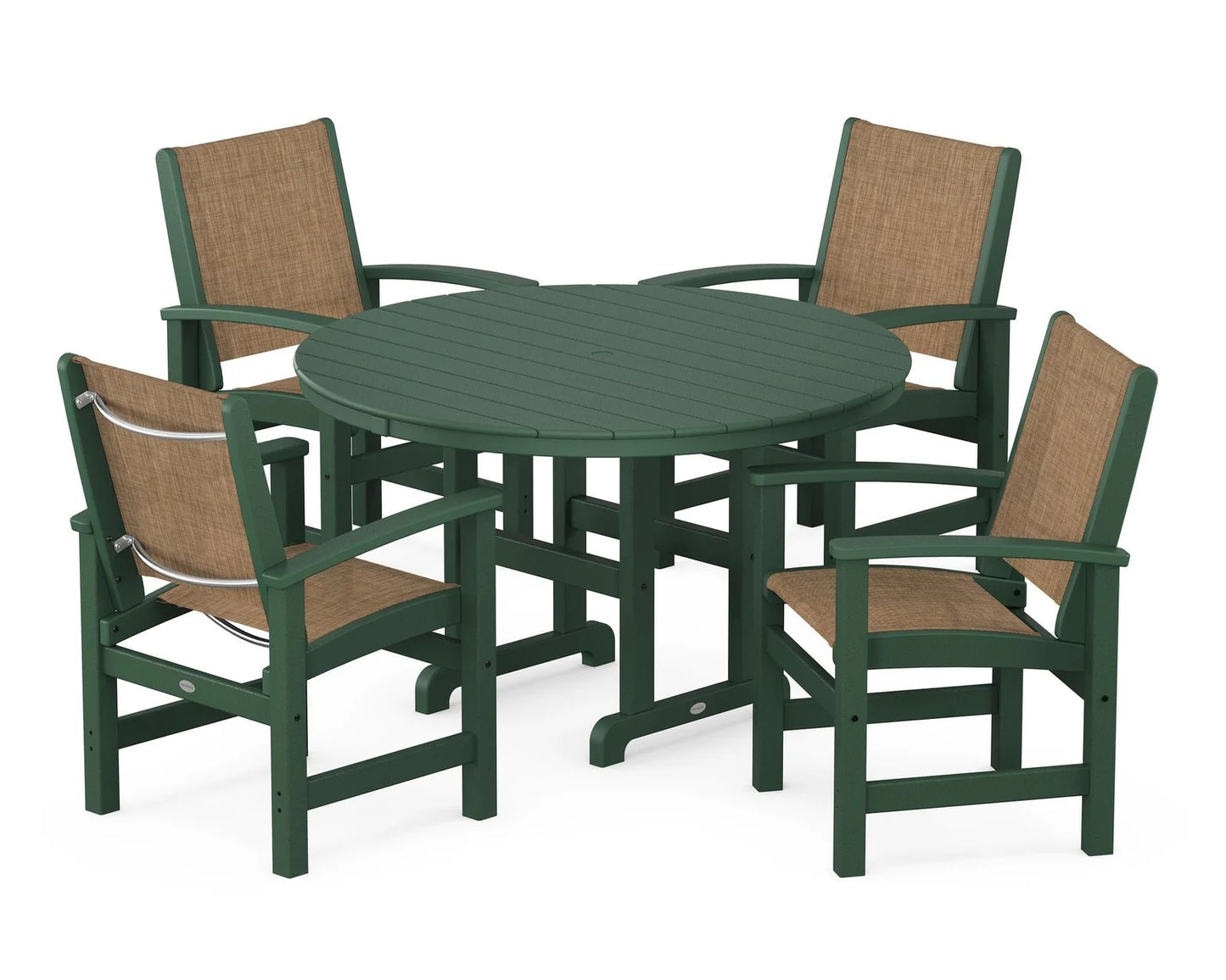 Polywood - Coastal 5-Piece Round Farmhouse Dining Set - FREE SHIPPING