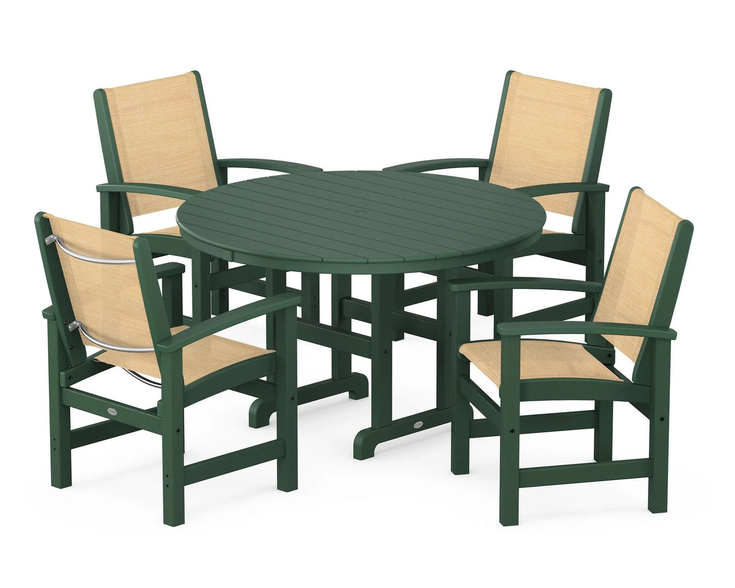 Polywood - Coastal 5-Piece Round Farmhouse Dining Set - FREE SHIPPING