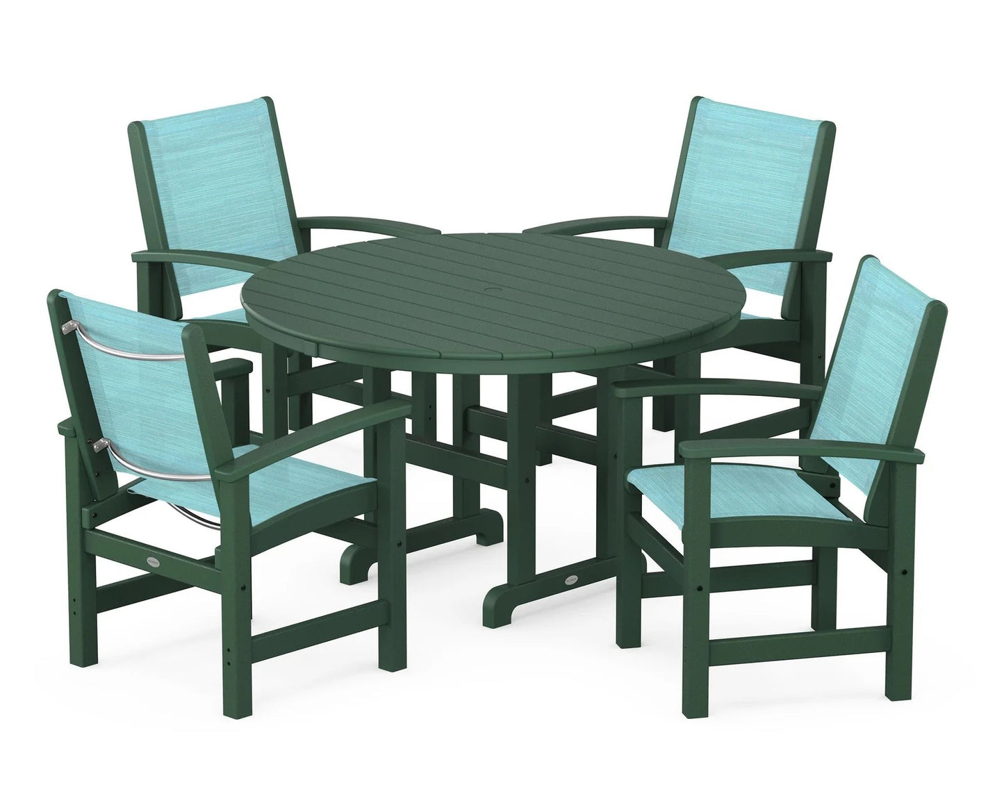 Polywood - Coastal 5-Piece Round Farmhouse Dining Set - FREE SHIPPING