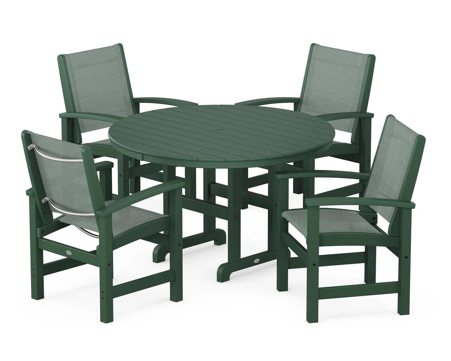 Polywood - Coastal 5-Piece Round Farmhouse Dining Set - FREE SHIPPING
