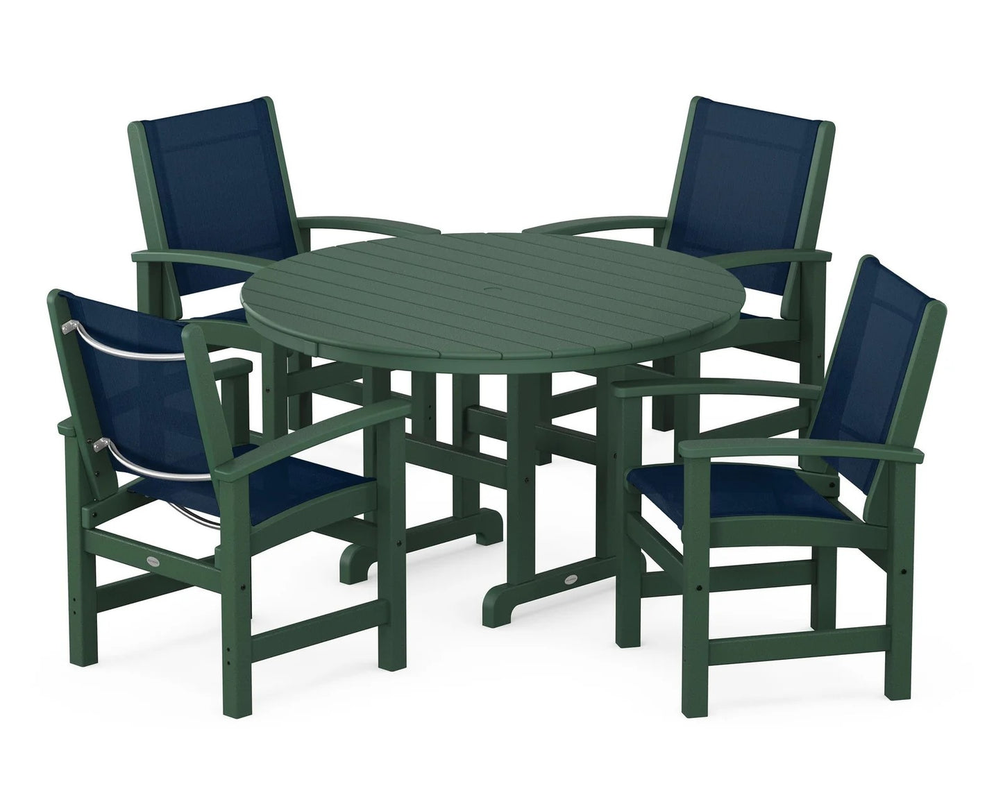 Polywood - Coastal 5-Piece Round Farmhouse Dining Set - FREE SHIPPING