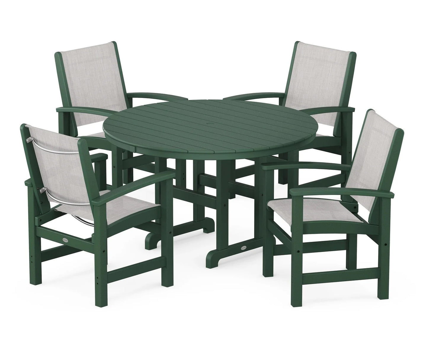 Polywood - Coastal 5-Piece Round Farmhouse Dining Set - FREE SHIPPING