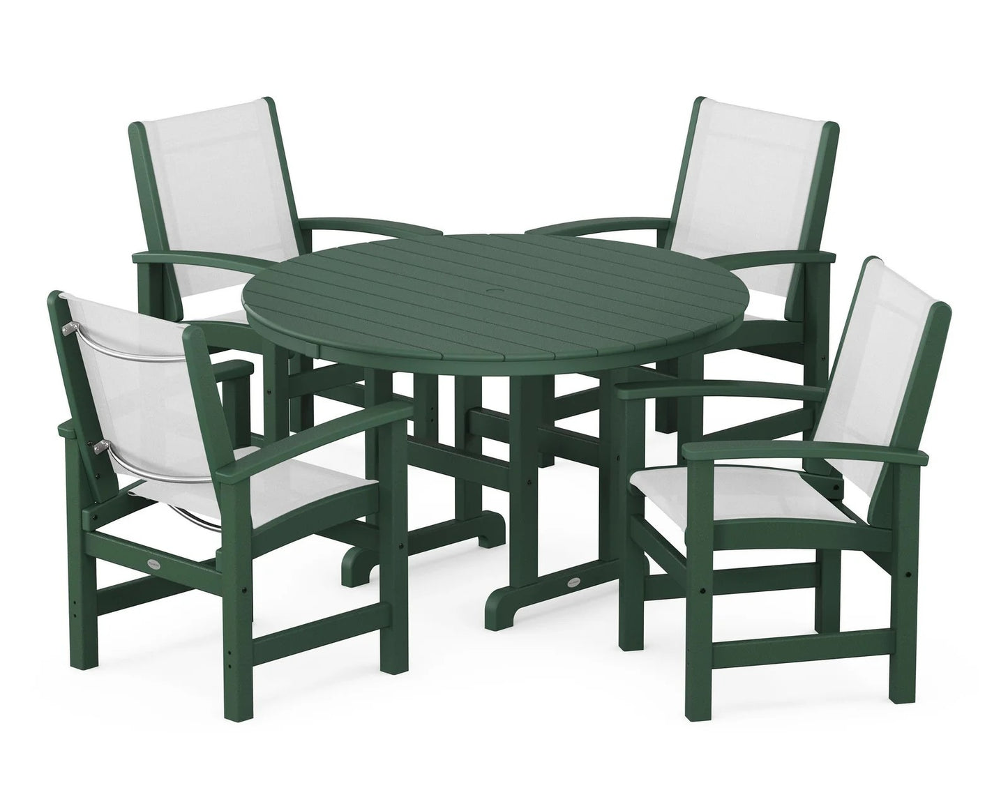 Polywood - Coastal 5-Piece Round Farmhouse Dining Set - FREE SHIPPING